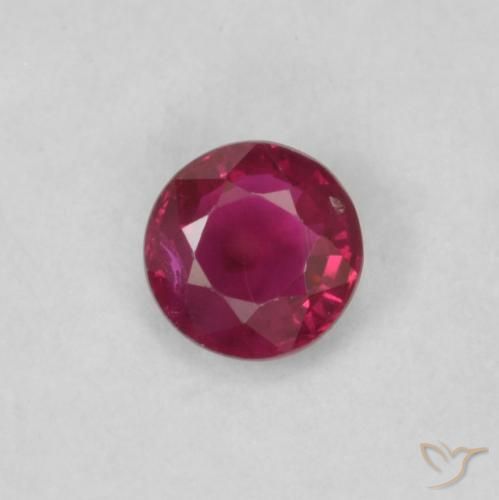 Rubino Rosa rossastro intenso naturale da 0.18 ct, Rotondo, VS