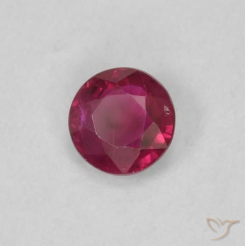 Rubino Rosa rossastro intenso naturale da 0.18 ct, Rotondo, VS