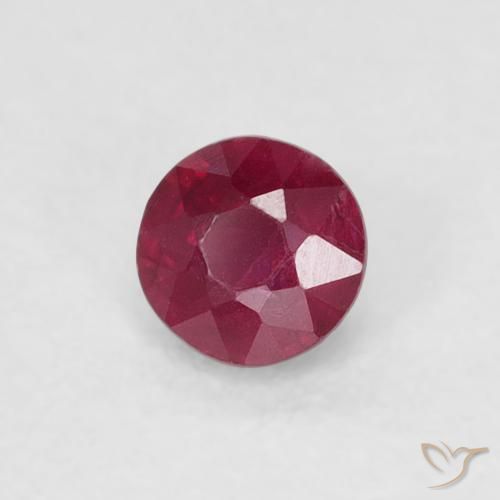 Rubino Medium Dark-Red naturale da 0.30 ct, Rotondo, SI-I1