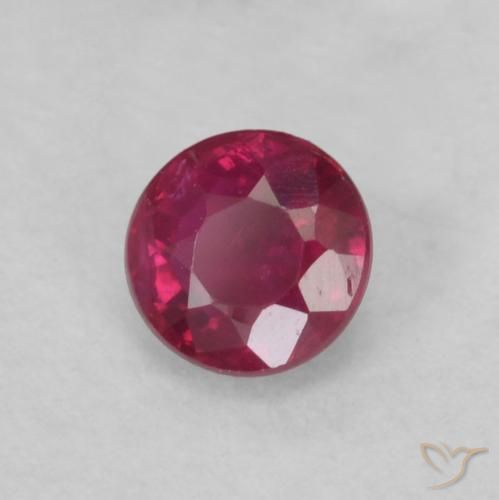 Rubino Rosa rossastro intenso naturale da 0.22 ct, Rotondo, VS