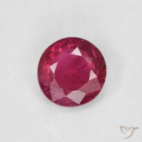Rubino Rosa rossastro intenso naturale da 0.18 ct, Rotondo, SI-I1