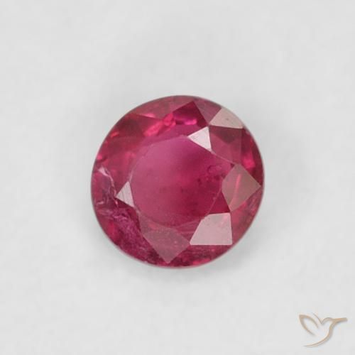 Rubino Rosa rossastro intenso naturale da 0.18 ct, Rotondo, SI-I1