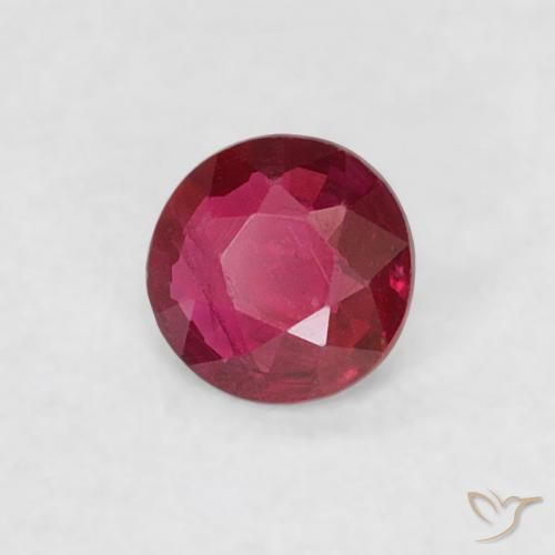 Rubino Rosa rossastro intenso naturale da 0.14 ct, Rotondo, VS