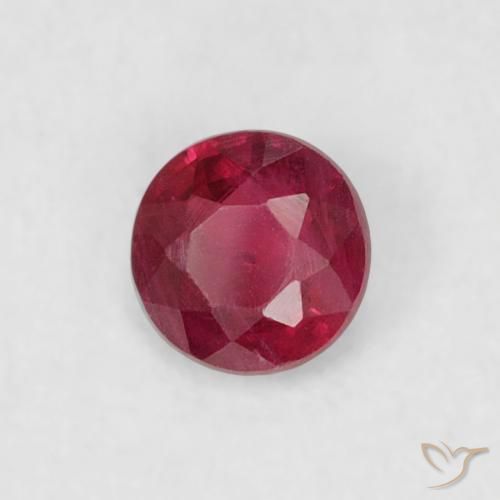 Rubino Rosa rossastro intenso naturale da 0.19 ct, Rotondo, VS