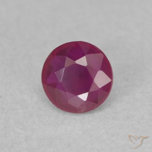 Rubino Viola rossastro naturale da 0.25 ct, Rotondo, SI