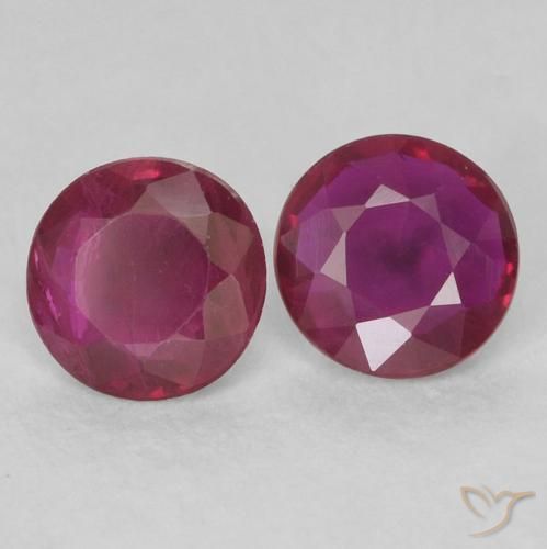 Gemme di Rubino Rosso scuro naturale da 0.44 ct, Rotondo, VS-SI
