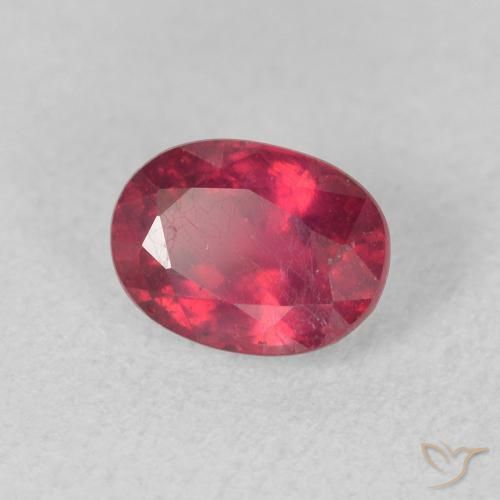 Rubino Rosa rossastro intenso naturale da 1.20 ct, Ovale, VS