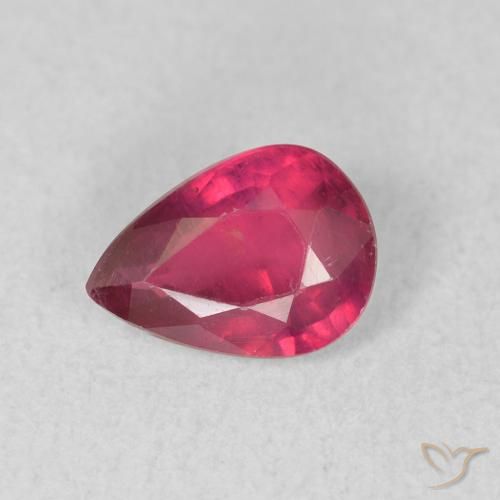 0.90ct Naturale Rosso chiaro Rubino, Forma a pera, VS