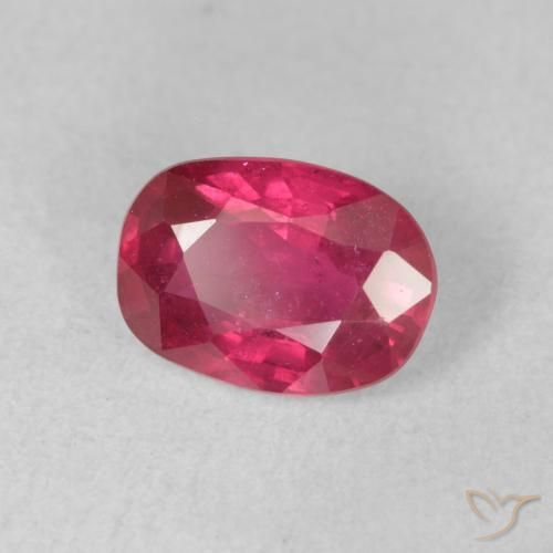 Rubino Rosa rossastro intenso naturale da 1.58 ct, Ovale, VS-SI