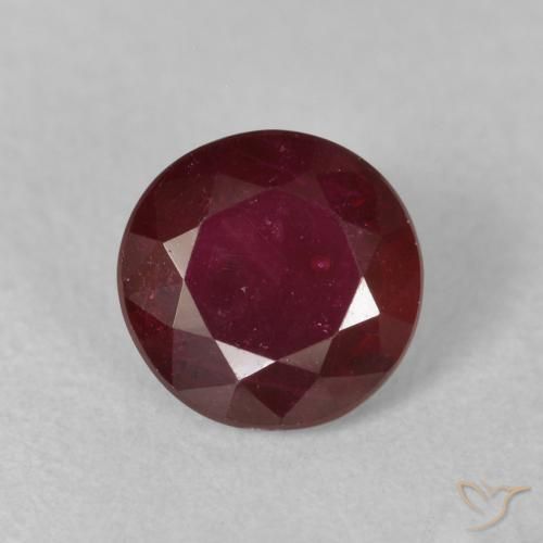 Rubino Rosso scuro naturale da 0.86 ct, Rotondo, VS-SI