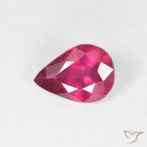 Rubino Rosso scuro naturale da 0.89 ct, Forma a pera, VS