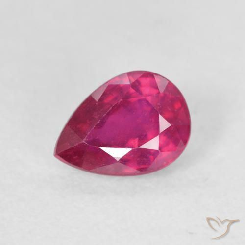 1.11ct Naturale Rosso chiaro Rubino, Forma a pera, VS