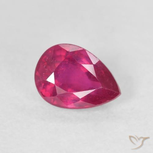 Rubino Rosso chiaro naturale da 1.11 ct, Forma a pera, VS