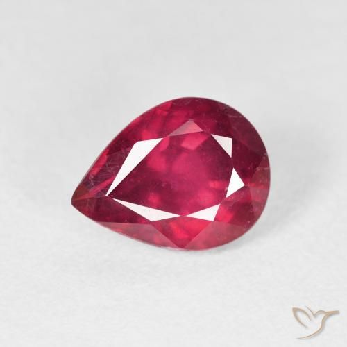 2.62ct Naturale Rosa rossastro intenso Rubino, Forma a pera, VS