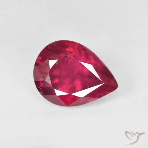 Rubino Rosa rossastro intenso naturale da 2.62 ct, Forma a pera, VS