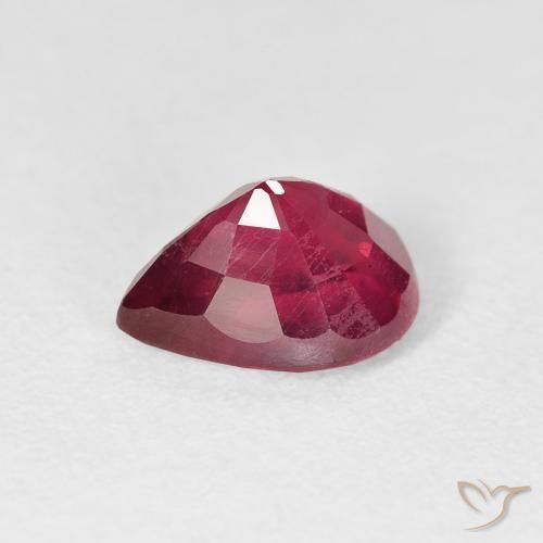 Rubino Rosa rossastro intenso naturale da 2.62 ct, Forma a pera, VS
