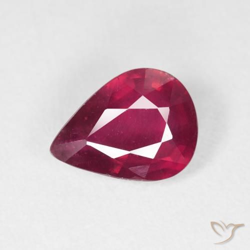 1.99ct Naturale Rosa rossastro intenso Rubino, Forma a pera, VS