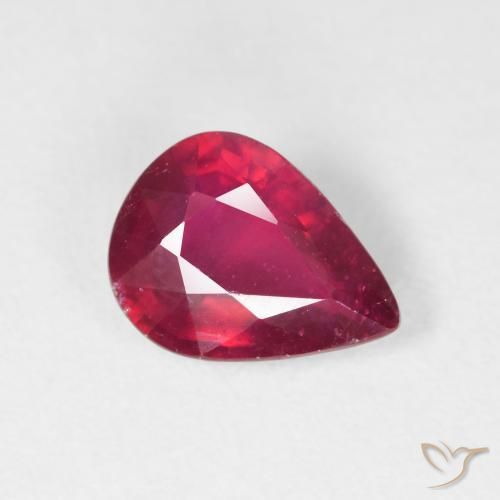 Rubino Rosa rossastro intenso naturale da 1.99 ct, Forma a pera, VS