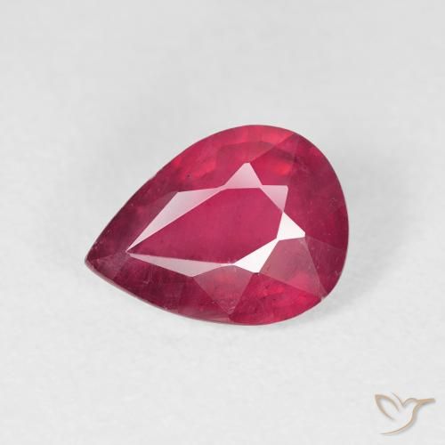 2.04ct Naturale Rosa rossastro intenso Rubino, Forma a pera, VS