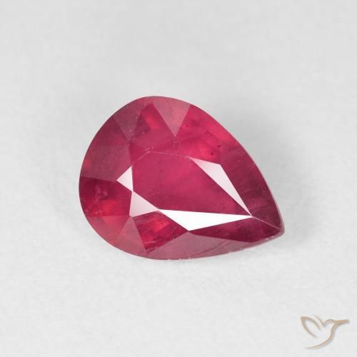 Rubino Rosa rossastro intenso naturale da 2.04 ct, Forma a pera, VS