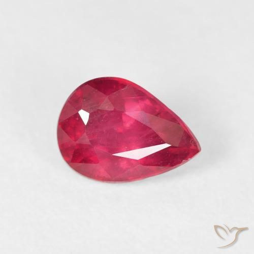 Rubino Rosso medio naturale da 1.11 ct, Forma a pera, VS-SI