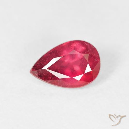 Rubino Cremisi Profondo naturale da 0.71 ct, Forma a pera, VS-SI