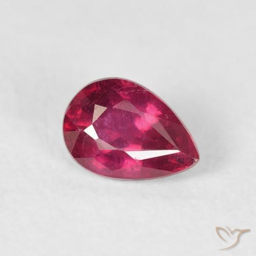0.66ct Naturale Rosso tendente al rosa Rubino, Forma a pera, VS-SI