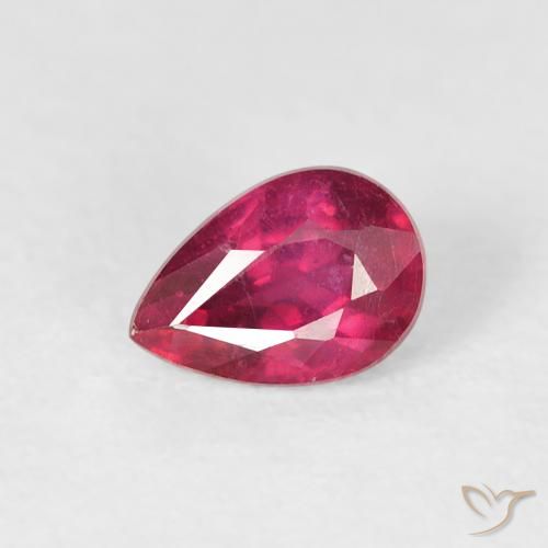 Rubino Rosso tendente al rosa naturale da 0.66 ct, Forma a pera, VS-SI