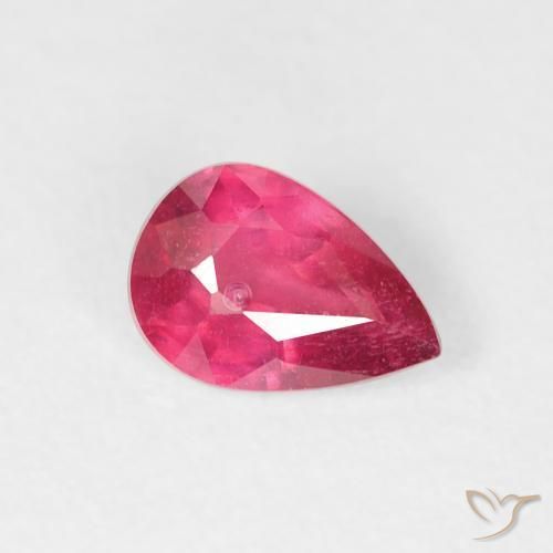 Rubino Cremisi Profondo naturale da 0.60 ct, Forma a pera, VS-SI