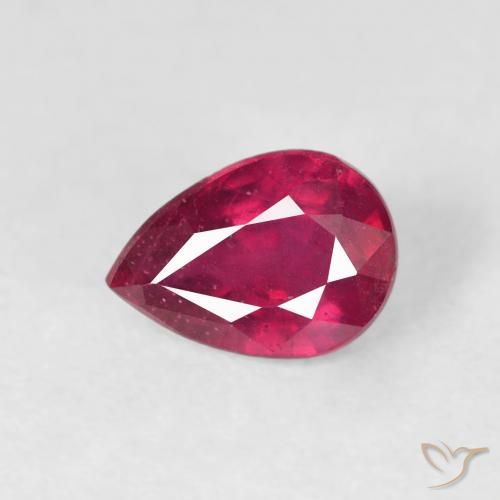 1.12ct Naturale Medium Dark-Red Rubino, Forma a pera, VS-SI
