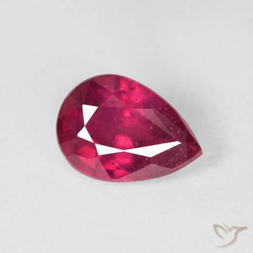 Rubino Medium Dark-Red naturale da 1.12 ct, Forma a pera, VS-SI