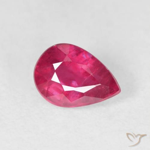 Rubino Rosso chiaro naturale da 1.22 ct, Forma a pera, VS-SI