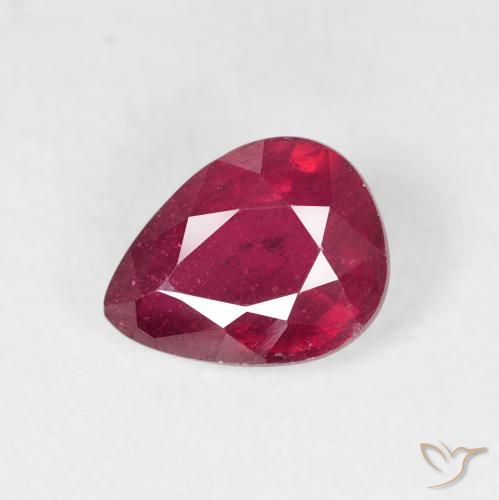 1.58ct Naturale Medium Dark-Red Rubino, Forma a pera, VS-SI