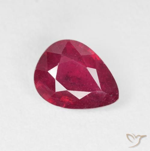 Rubino Medium Dark-Red naturale da 1.58 ct, Forma a pera, VS-SI