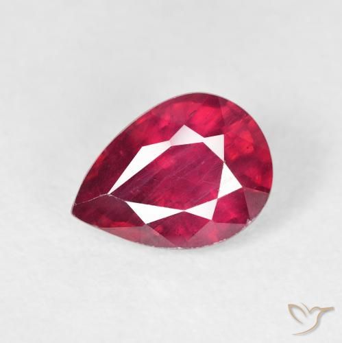 1.86ct Naturale Medium Dark-Red Rubino, Forma a pera, VS-SI