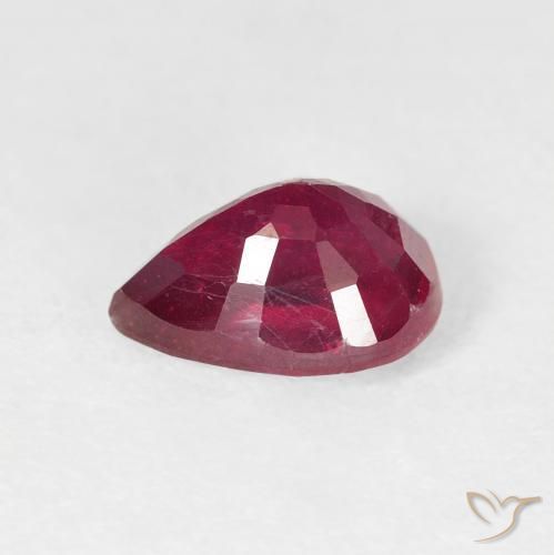 Rubino Medium Dark-Red naturale da 1.86 ct, Forma a pera, VS-SI