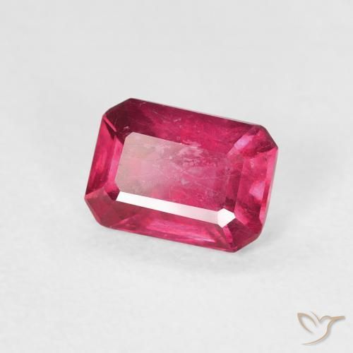 Rubino Rosa rossastro intenso naturale da 1.08 ct, Ottagonale / Taglio smeraldo, VS