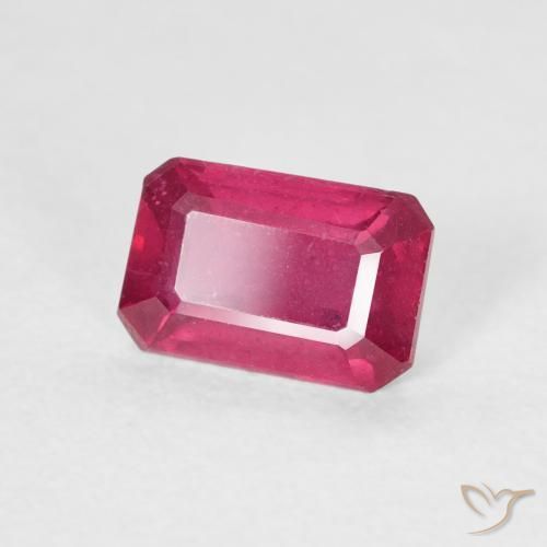 Rubino Rosa rossastro intenso naturale da 1.08 ct, Ottagonale / Taglio smeraldo, VS