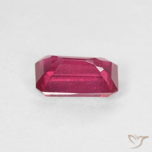 Rubino Rosa rossastro intenso naturale da 1.08 ct, Ottagonale / Taglio smeraldo, VS