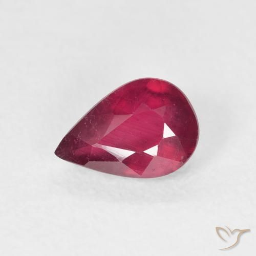 Rubino Rosa rossastro intenso naturale da 0.97 ct, Forma a pera, VS-SI