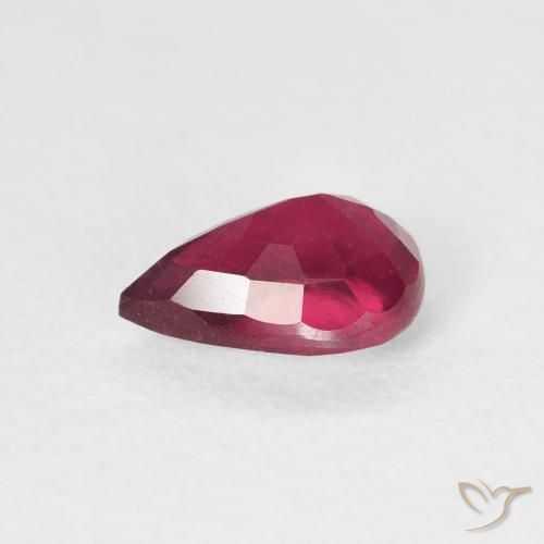 Rubino Rosa rossastro intenso naturale da 0.97 ct, Forma a pera, VS-SI