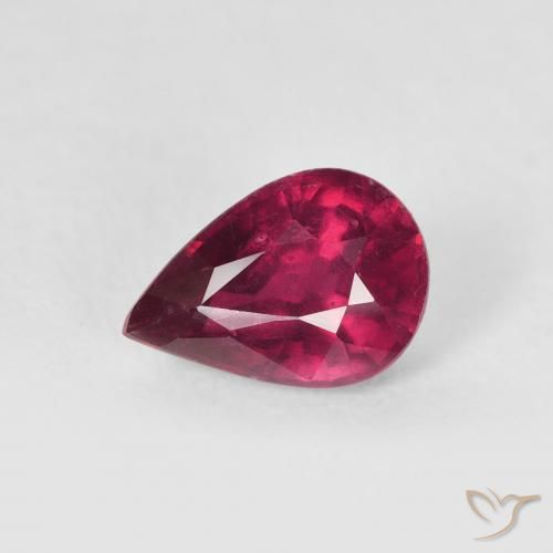 1.02ct Naturale Rosa rossastro intenso Rubino, Forma a pera, VS-SI
