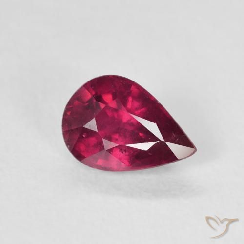 Rubino Rosa rossastro intenso naturale da 1.02 ct, Forma a pera, VS-SI