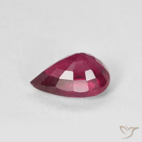 Rubino Rosa rossastro intenso naturale da 1.02 ct, Forma a pera, VS-SI