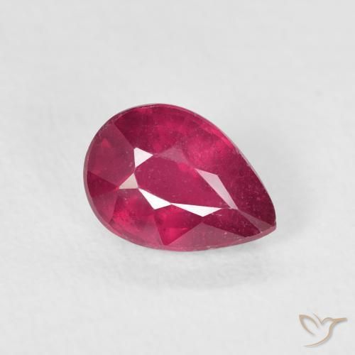 Rubino Rosa rossastro intenso naturale da 1.11 ct, Forma a pera, VS-SI