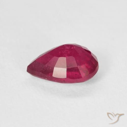 Rubino Rosa rossastro intenso naturale da 1.11 ct, Forma a pera, VS-SI