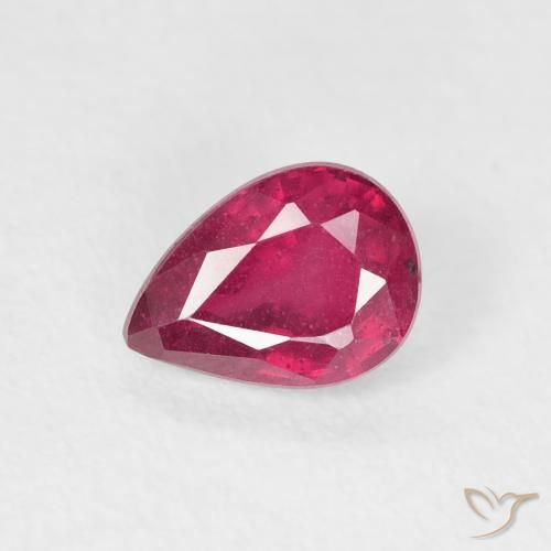 1.01ct Naturale Rosa rossastro intenso Rubino, Forma a pera, VS-SI
