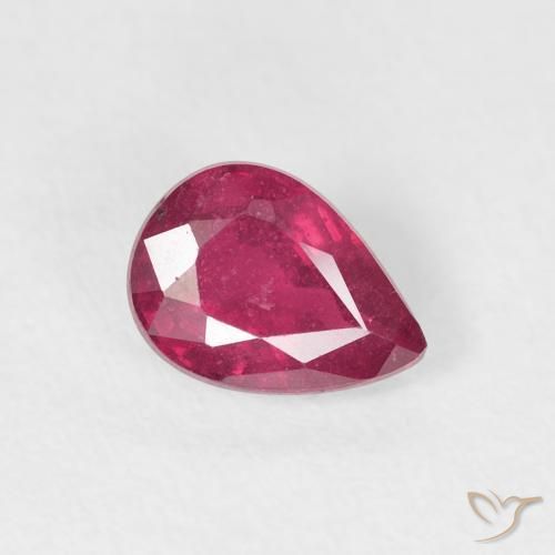 Rubino Rosa rossastro intenso naturale da 1.01 ct, Forma a pera, VS-SI