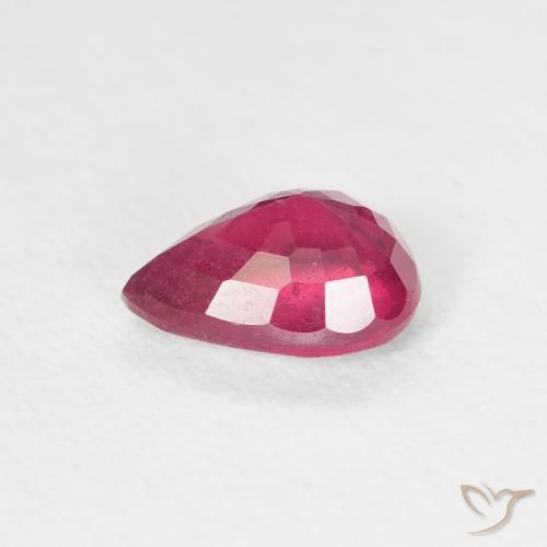 Rubino Rosa rossastro intenso naturale da 1.01 ct, Forma a pera, VS-SI