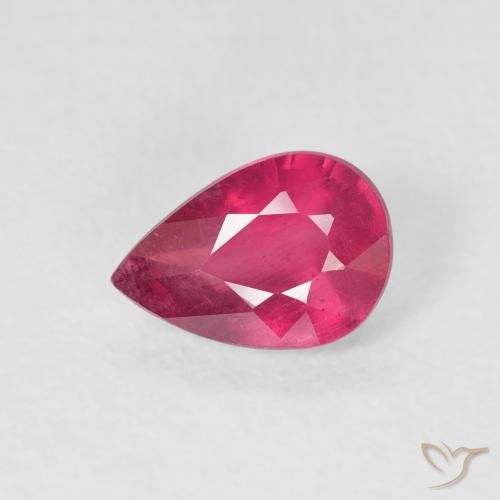 0.95ct Naturale Medium Dark-Red Rubino, Forma a pera, VS-SI